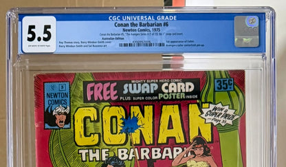 🔑 CONAN THE BARBARIAN #5 + POSTER/SWAP CARD CGC 5.5 [NEWTON COMICS] AUSTRALIAN 1975