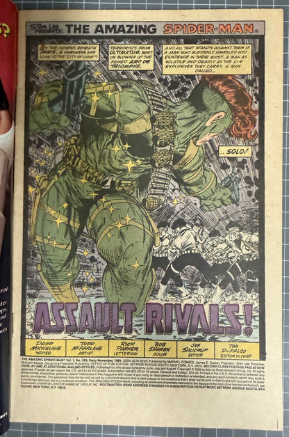 🔑 AMAZING SPIDER-MAN #323 [MARVEL COMICS] DIRECT *1ST APP. SOLO* 1989 FN+