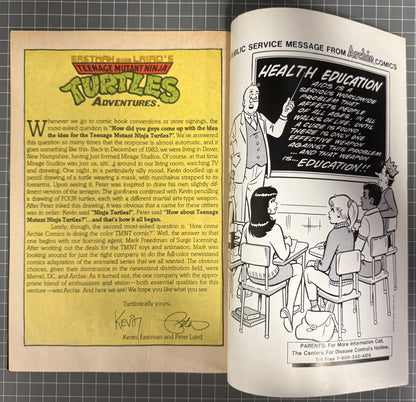 🔑 TEENAGE MUTANT NINJA TURTLES ADVENTURES #1 [ARCHIE COMICS] *1ST KRANG* 1988 VG/FN