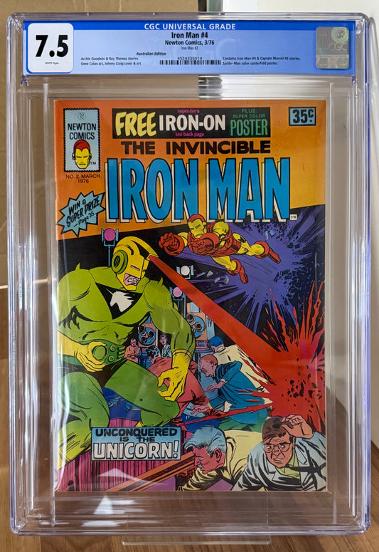 IRON MAN #2 CGC 7.5 + POSTER + IRON ON [NEWTON COMICS] AUSTRALIAN MARVEL 1976