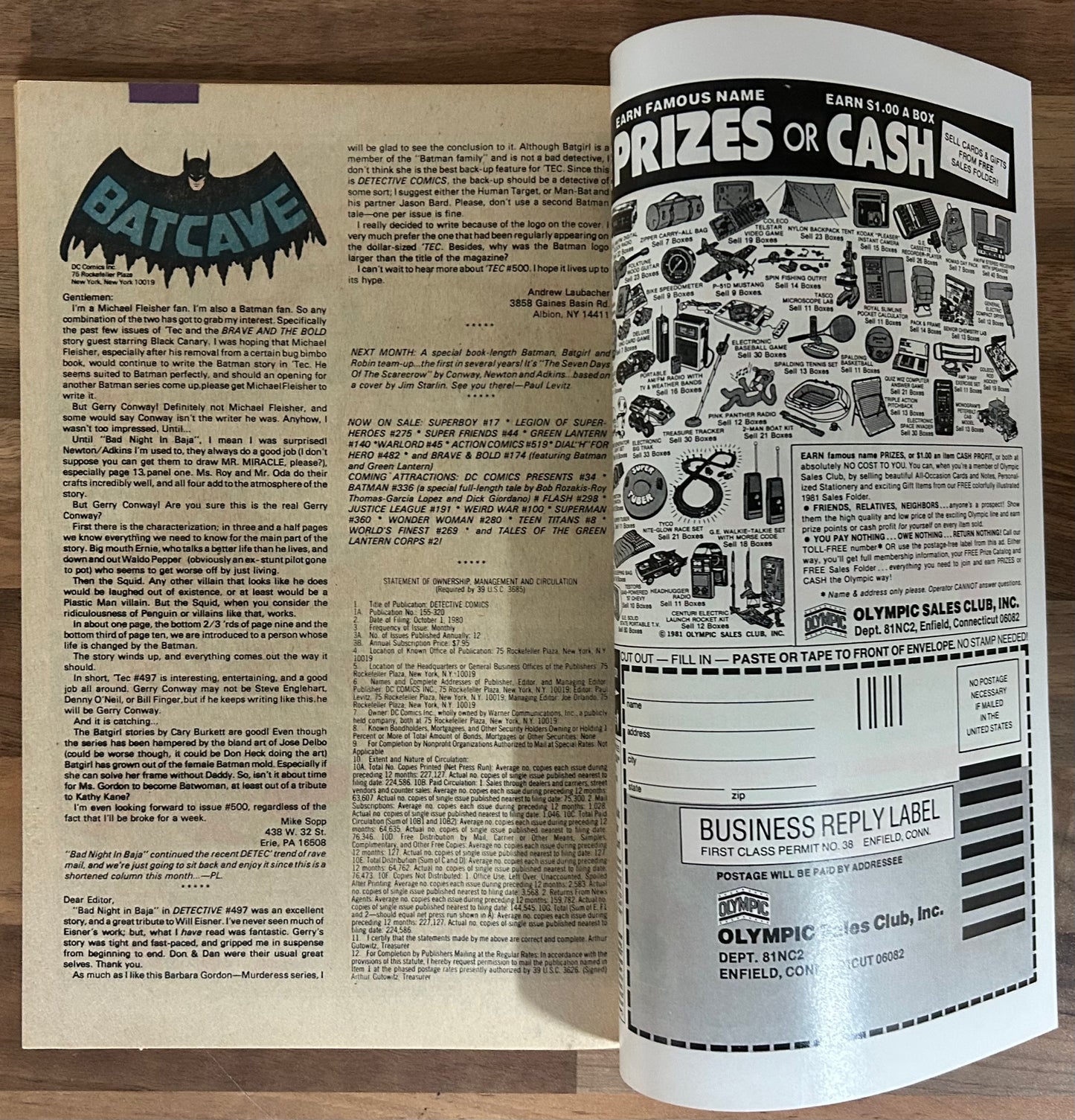 DETECTIVE COMICS #502 [DC COMICS] DIRECT 1981 VF/NM
