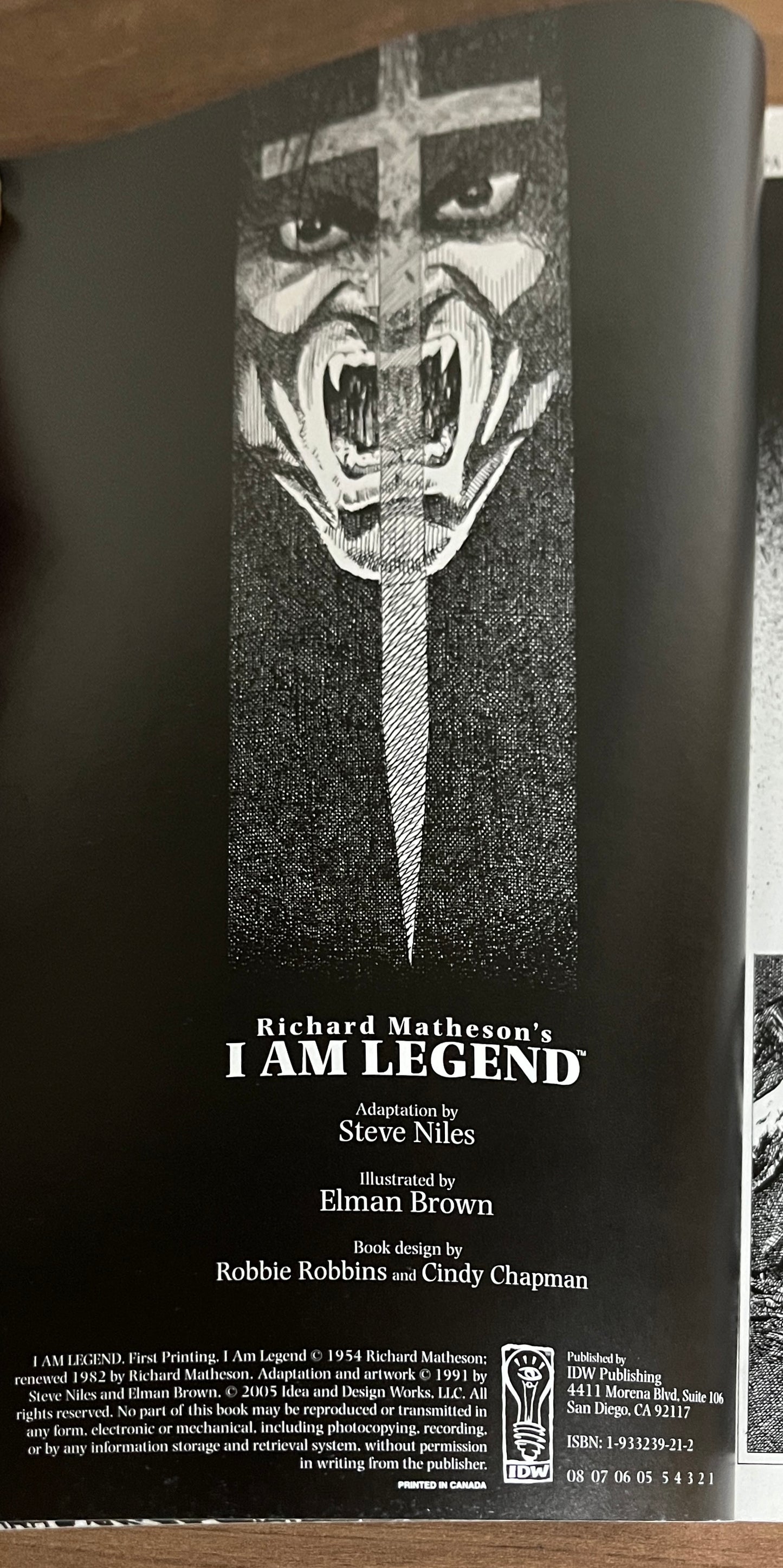 Richard Matheson's I Am Legend (Graphic Novel) 2005, 1st Print, IDW Publishing