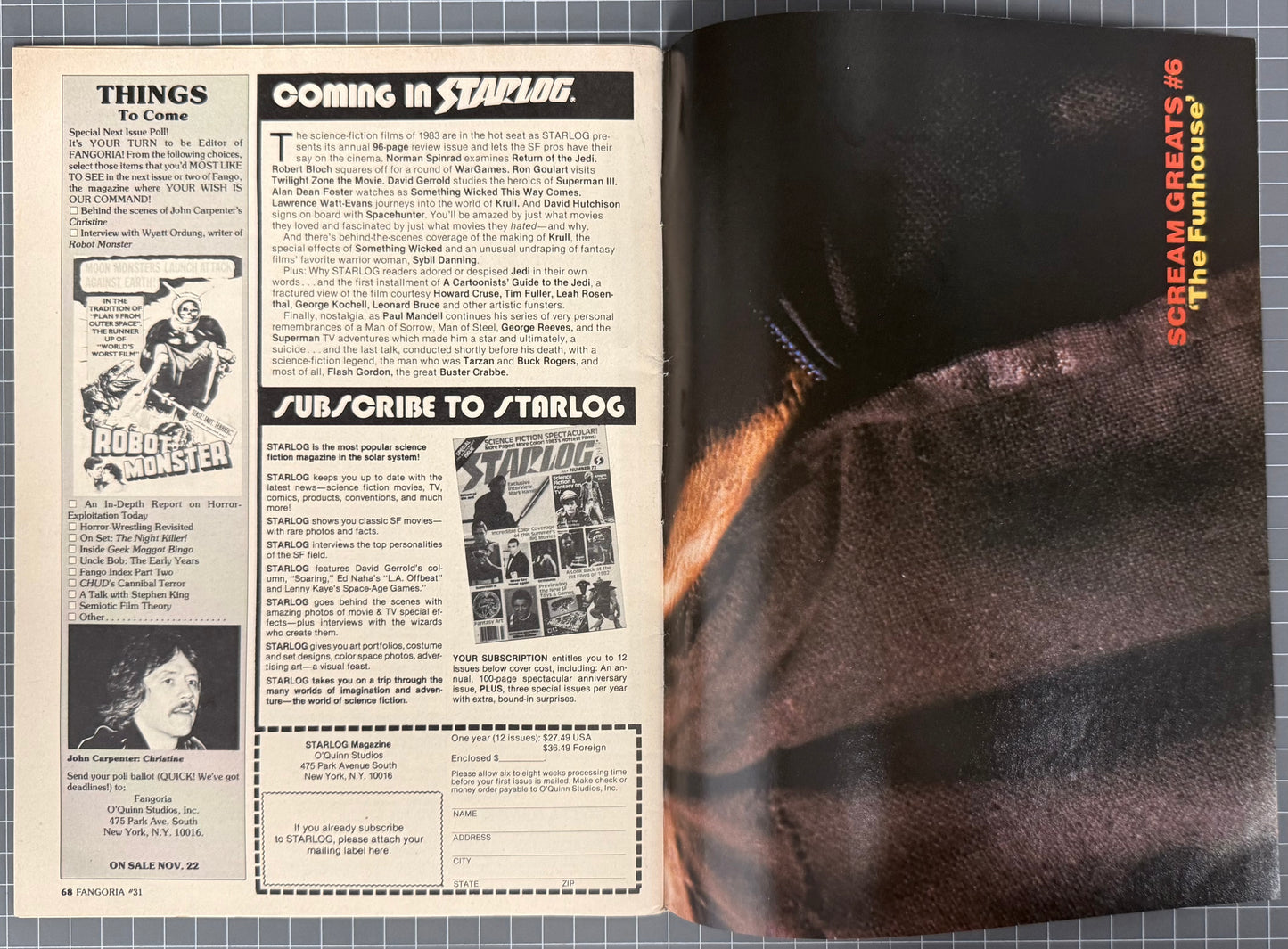 FANGORIA VOL. 1 #31 + POSTER [O'QUINN STUDIOS] HORROR MAGAZINE 1983