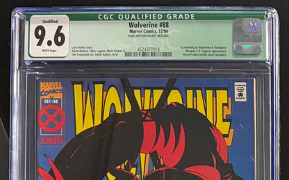 🔑 WOLVERINE #88 CGC 9.6 [MARVEL COMICS] DIRECT *1ST WOLVERINE VS DEADPOOL* 1994