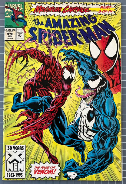 🔑 AMAZING SPIDER-MAN #378 [MARVEL COMICS] *MAXIMUM CARNAGE PART 3* 1993 VF