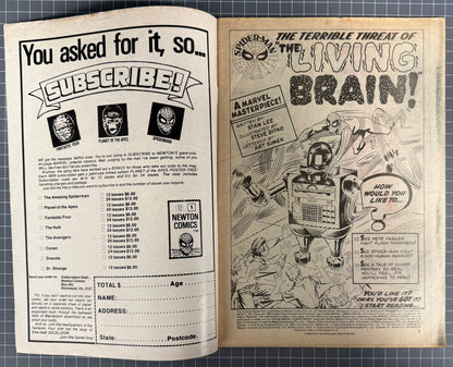 🔑THE AMAZING SPIDER-MAN #7 [NEWTON COMICS] AUSTRALIAN 1ST APP LIVING BRAIN 1975