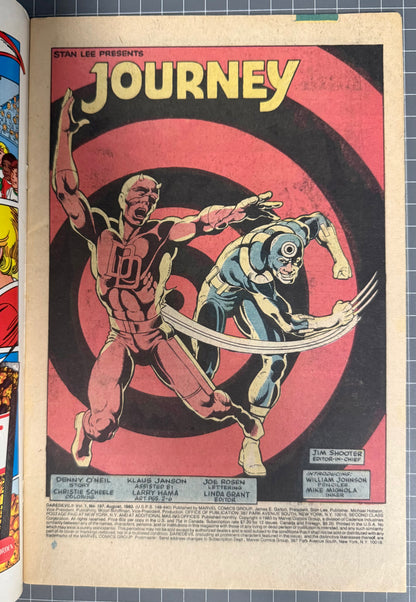🔑 DAREDEVIL #197 [MARVEL COMICS] DIRECT *1ST APP. YURIKO OYAMA* 1983 FN