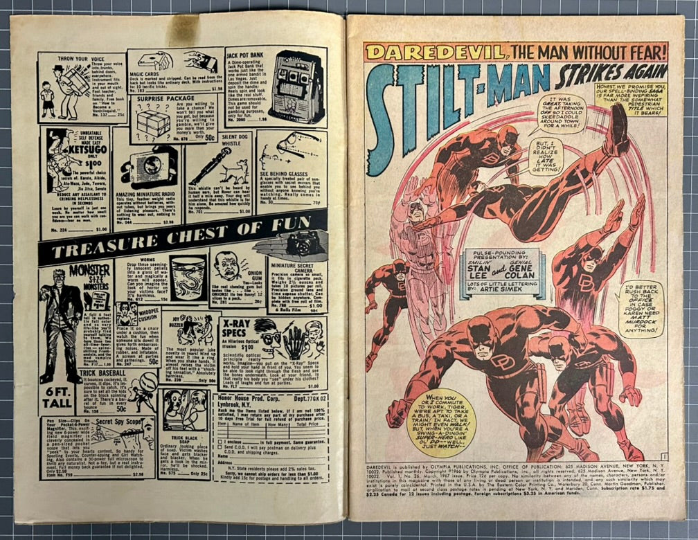DAREDEVIL #26 [MARVEL COMICS] DIRECT 1967 VG-