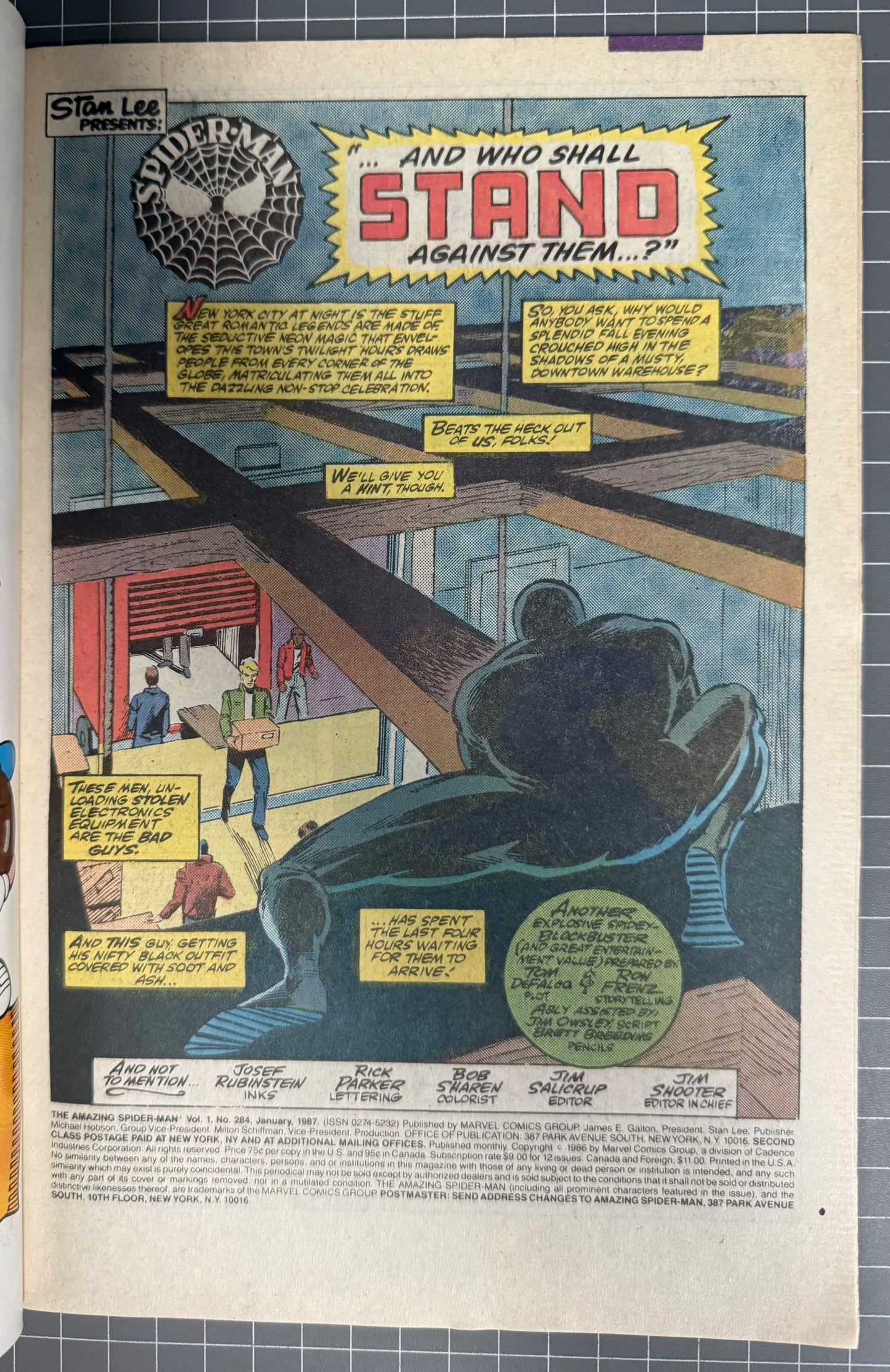 THE AMAZING SPIDER-MAN #284 [MARVEL COMICS] DIRECT *GANG WAR PART 1* 1987 VF-