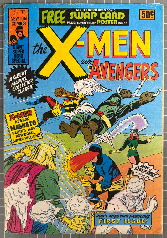 🔑 X-MEN #1 + POSTER + SWAP CARD [NEWTON COMICS] AUSTRALIAN MARVEL 1975