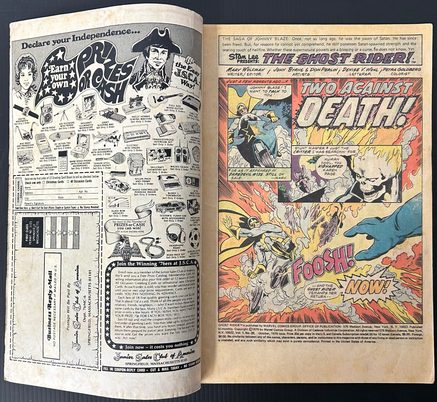 GHOST RIDER #20 [MARVEL COMICS] NEWSSTAND 1976 GD/VG