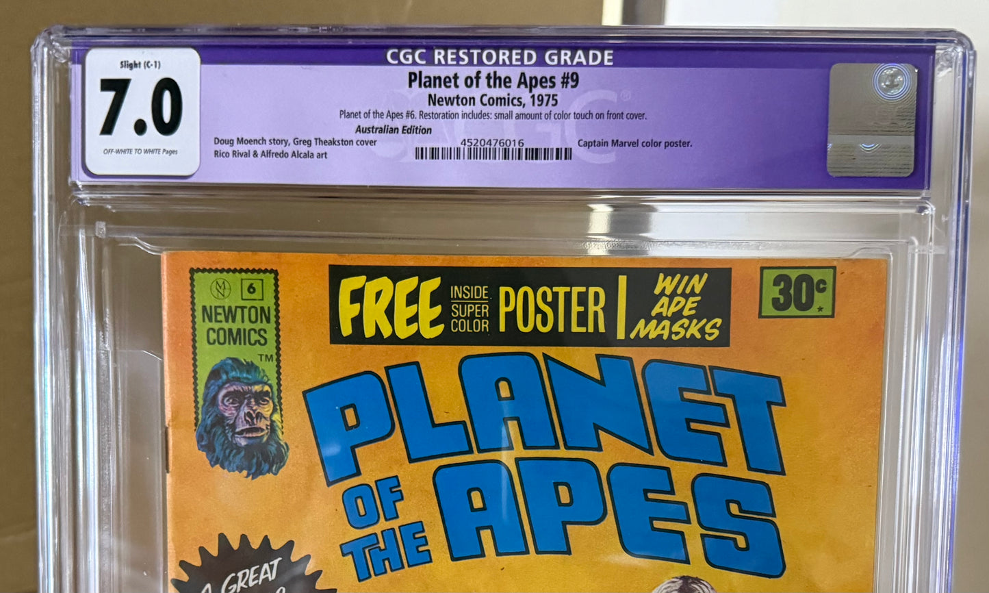 🔑 PLANET OF THE APES #6 (#9) CGC 7.0 + POSTER [NEWTON COMICS] AUSTRALIAN MARVEL 1975