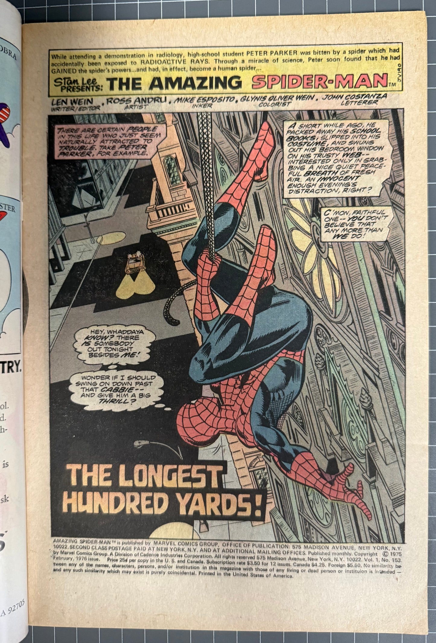 THE AMAZING SPIDER-MAN #153 [MARVEL COMICS] *JOHN ROMITA COVER* 1976 FN-