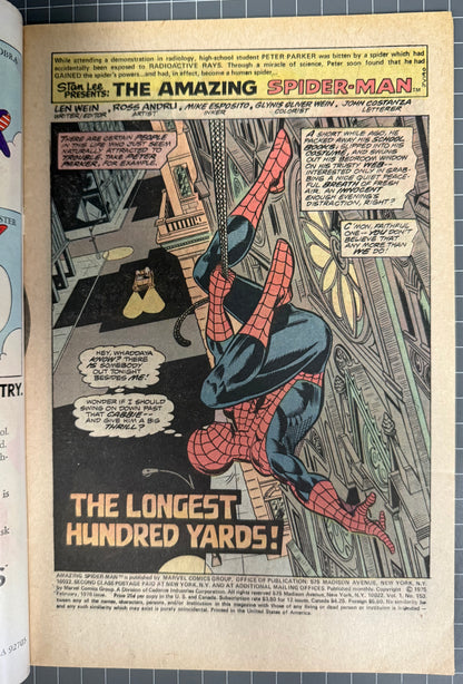 THE AMAZING SPIDER-MAN #153 [MARVEL COMICS] *JOHN ROMITA COVER* 1976 FN-