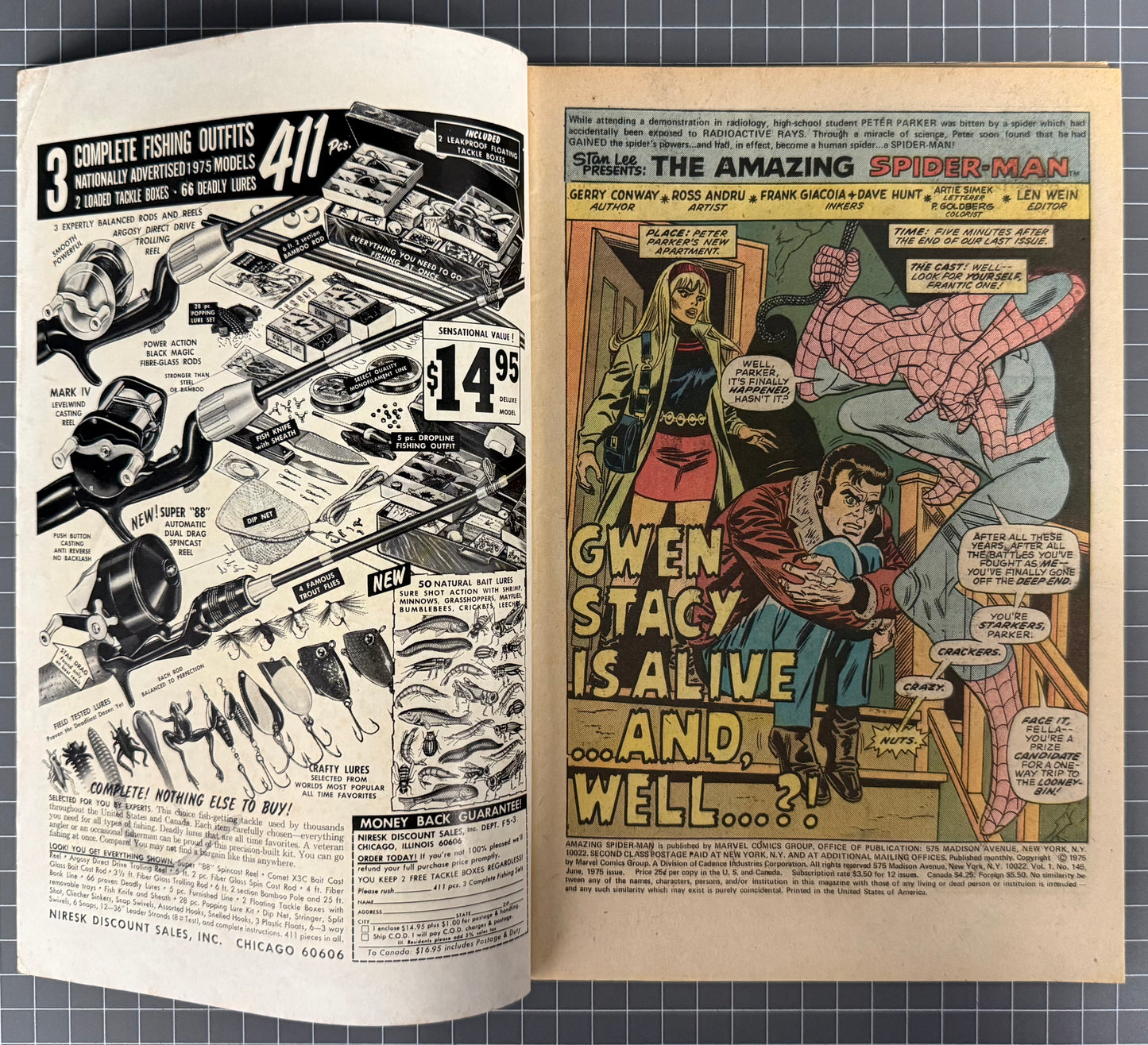 THE AMAZING SPIDER-MAN #145 [MARVEL COMICS] 1975 VG/FN
