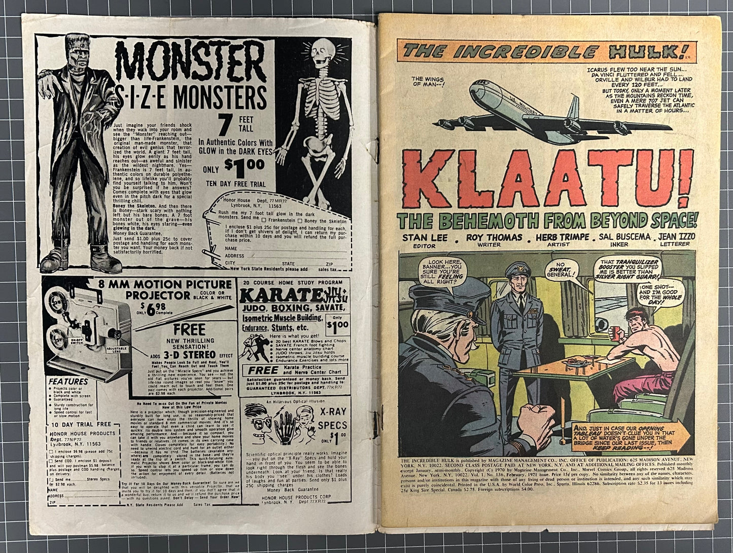 🔑 THE INCREDIBLE HULK #136 [MARVEL COMICS] DIRECT *XERON DEBUT* 1971