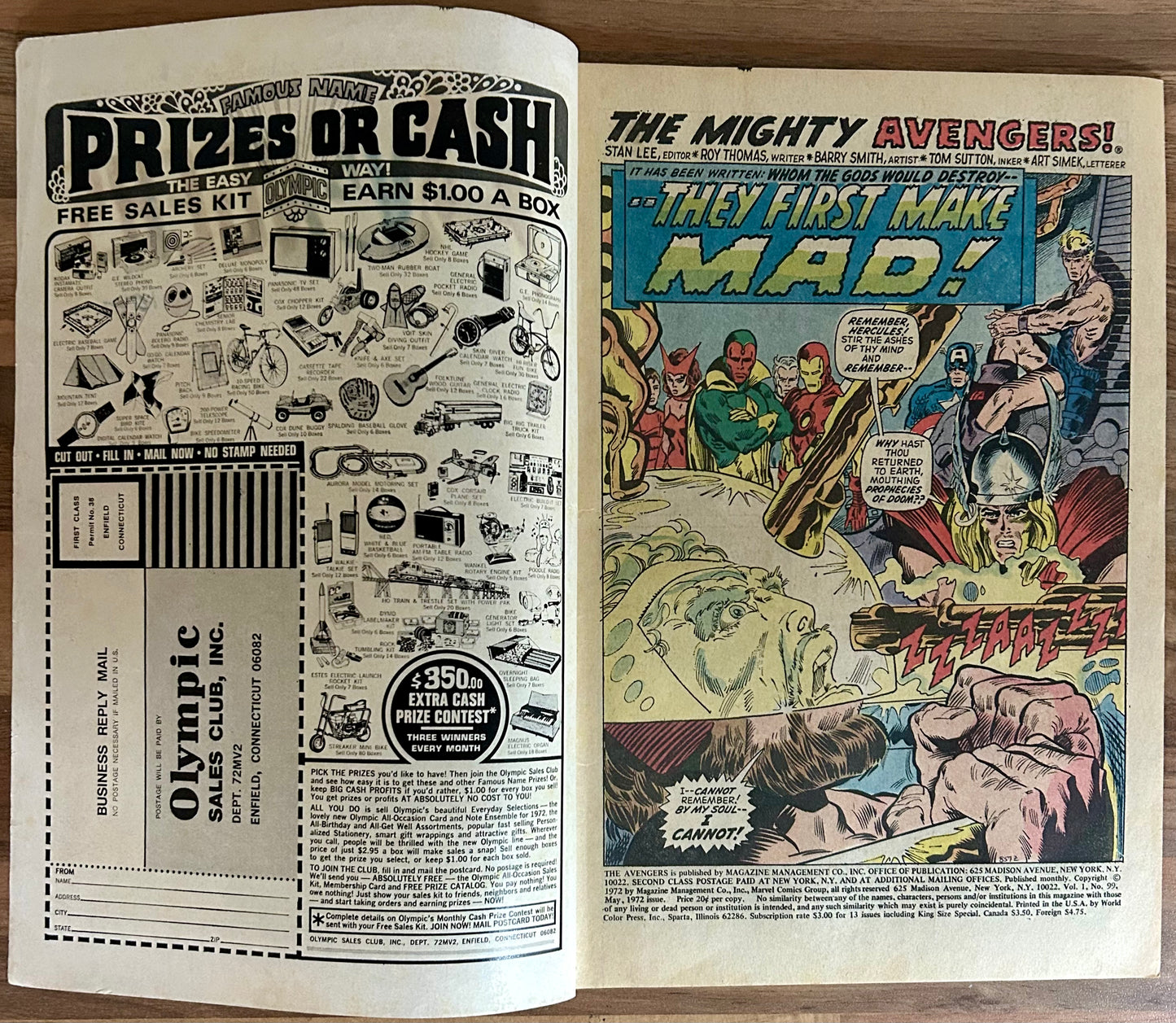 THE AVENGERS #99 [MARVEL COMICS] 1972 GD