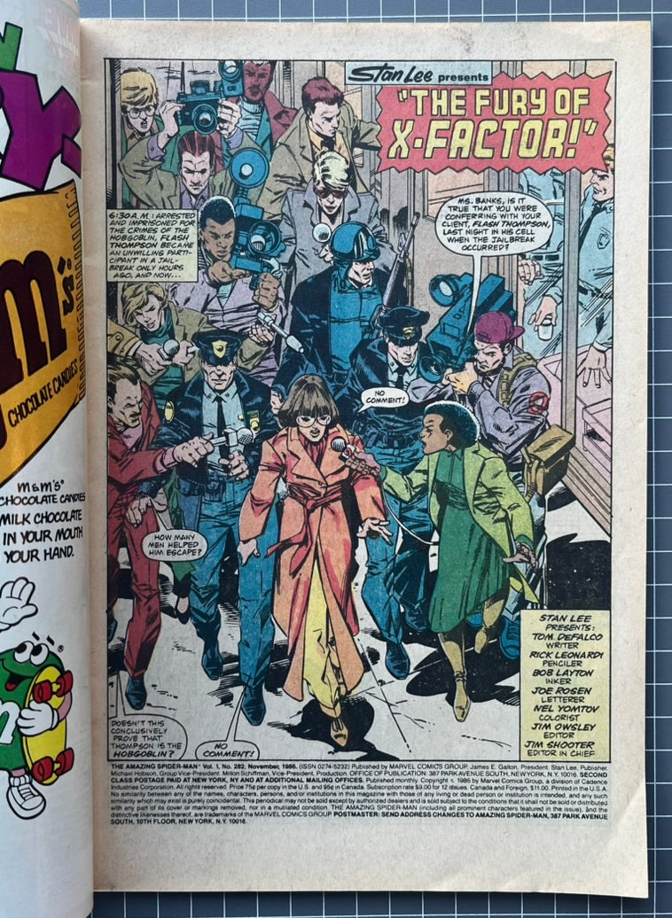🔑 THE AMAZING SPIDER-MAN #282 [MARVEL COMICS] *25TH ANNIVERSARY FRAME* 1986 FN+
