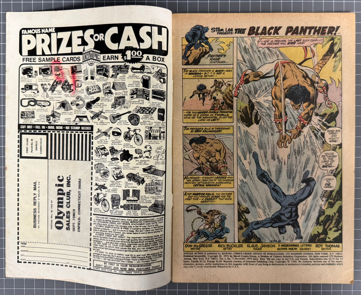 JUNGLE ACTION #7 [MARVEL COMICS] 1973 GD/VG