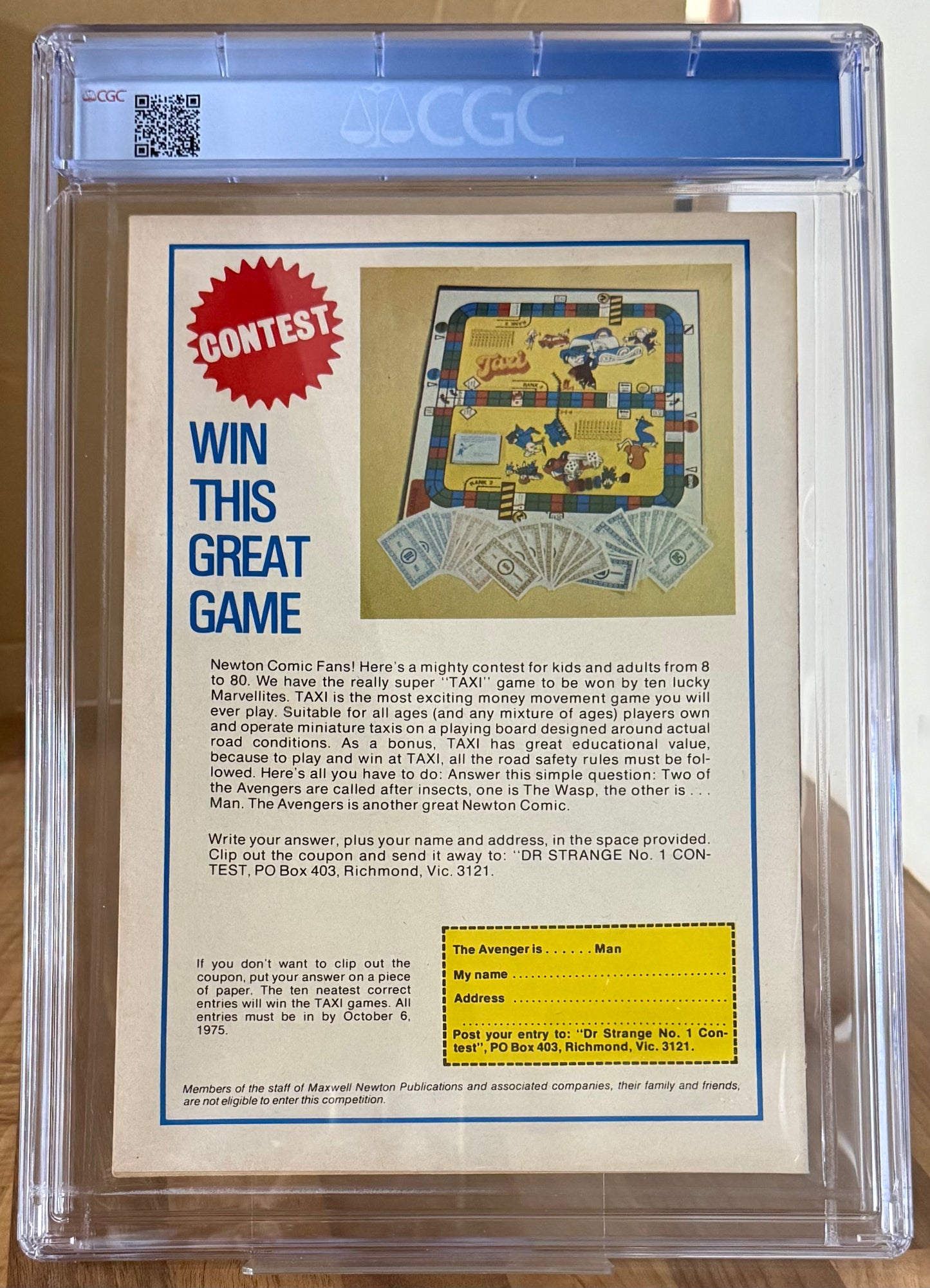 🔑 DOCTOR STRANGE #1 CGC 8.0 + POSTER [NEWTON COMICS] AUSTRALIAN 1975