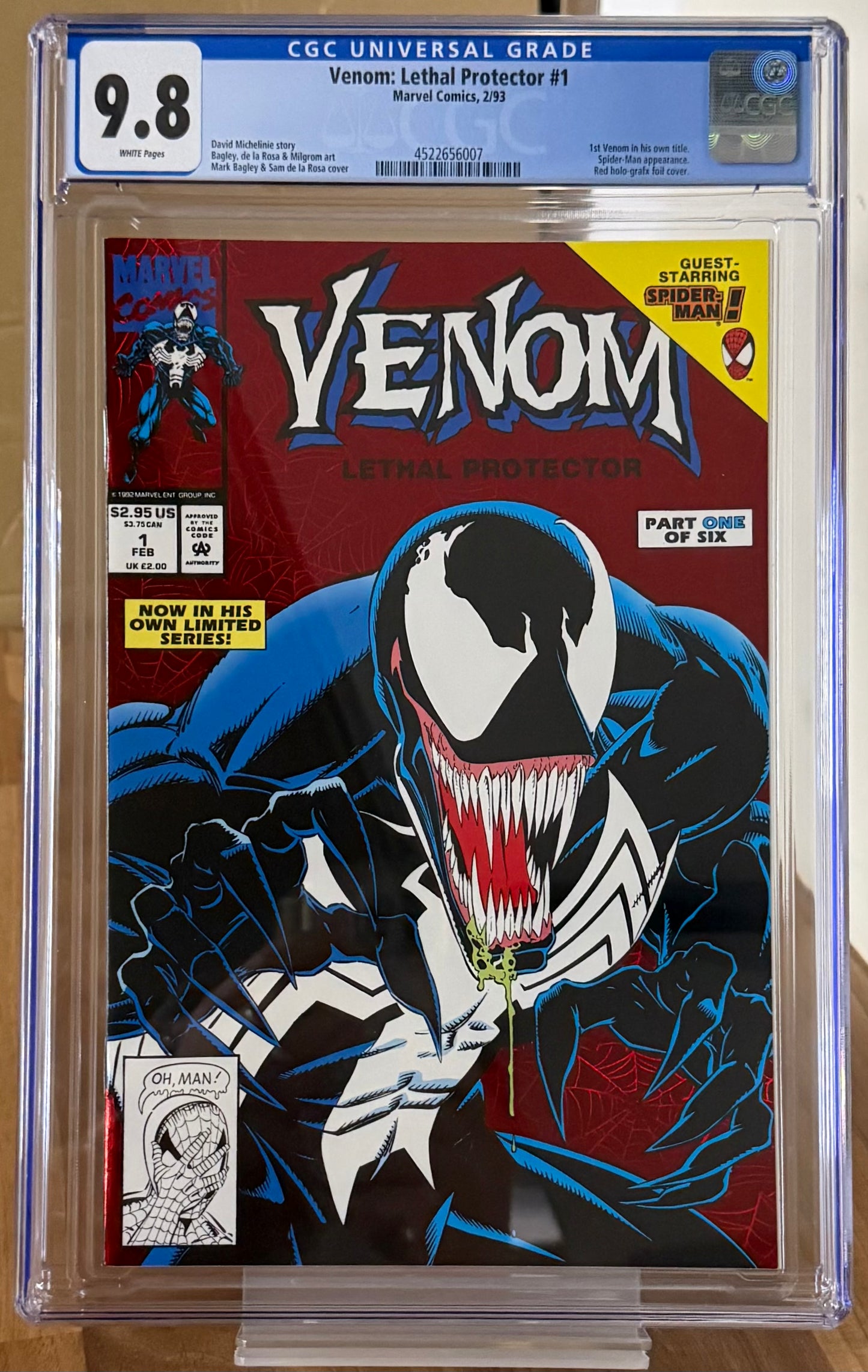 🔑 VENOM: LETHAL PROTECTOR #1 CGC 9.8 [MARVEL] *MARK BAGLEY* COMIC 1993