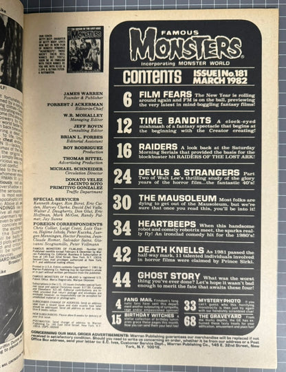 FAMOUS MONSTERS OF FILMLAND #181 [WARREN] HORROR MAGAZINE 1982 FN/VF