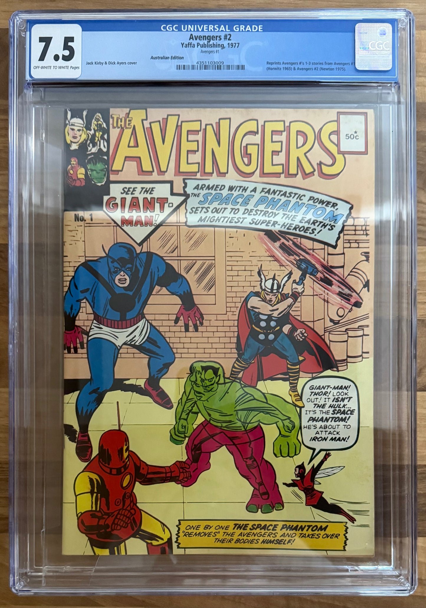 🔑 THE AVENGERS #1 CGC 7.5 [YAFFA PUBLISHING] AUSTRALIAN MARVEL COMIC 1977