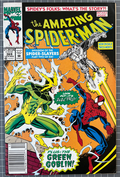 THE AMAZING SPIDER-MAN #369 [MARVEL COMICS] *PART 2 SPIDER-SLAYERS* 1992 VF