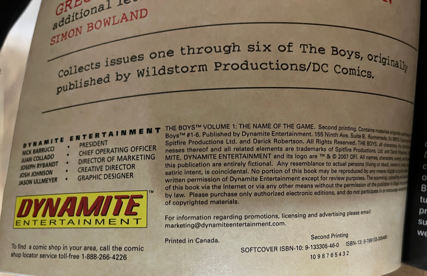The Boys Volume One: THE NAME OF THE GAME by Garth Ennis & Darick Robertson