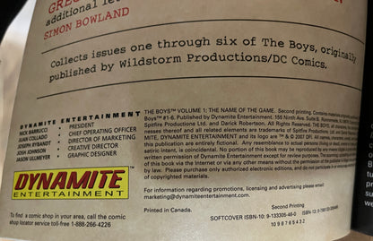 The Boys Volume One: THE NAME OF THE GAME by Garth Ennis & Darick Robertson